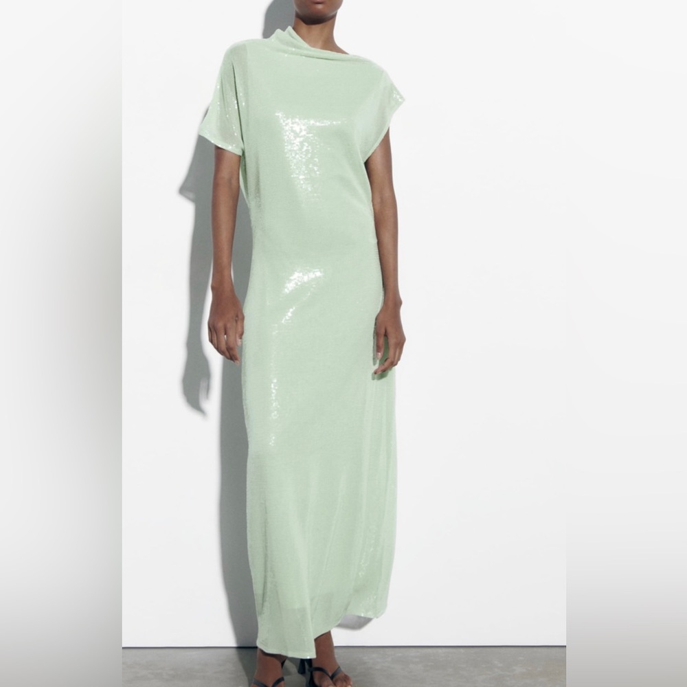 Zara Sequin Mint Sea foam Dress